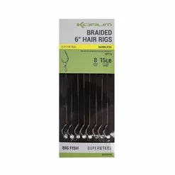 KORUM Big Fish Braided Hair Rigs 6inch Haak 8/0.25mm Barbless