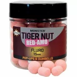 DYNAMITE BAITS Monster Tigernut Red-Amo Fluro Pink Pop-Ups En Dumbells 15mm